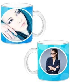 Buy Blue Circles Design Transparent Clear | Custom Printed Both Side | Ceramic Coffee Mug For Gift