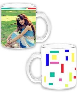 Buy Colorful Lines Design Transparent Clear | Custom Printed Both Side | Ceramic Coffee Mug For Gift