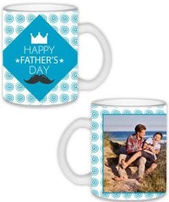 Buy Happy Fathers Day Design Transparent Frosted | Custom Printed Both Side | Ceramic Coffee Mug For Gift