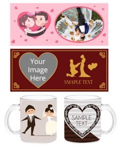 Buy Wedding Design Transparent Frosted | Custom Printed Both Side | Ceramic Coffee Mug For Gift