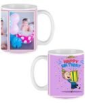 Buy Happy Birthday Gift Box Design Custom White | Dual Tone Printed Both Side | Ceramic Coffee Mug For Gift