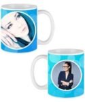 Buy Blue Circles Design Custom White | Dual Tone Printed Both Side | Ceramic Coffee Mug For Gift