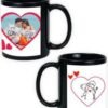 Hearts and Roses Design Custom Black Ceramic Mug