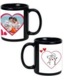 Buy Hearts and Roses Design Custom Black | Dual Tone Printed Both Side | Ceramic Coffee Mug For Gift