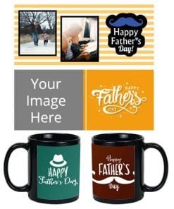Buy Fathers Day Design Custom Black | Dual Tone Printed Both Side | Ceramic Coffee Mug For Gift