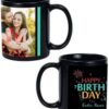 Firecrackers and Birthday Design Custom Black Ceramic Mug