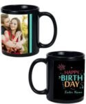 Buy Firecrackers and Birthday Design Custom Black | Dual Tone Printed Both Side | Ceramic Coffee Mug For Gift