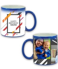 Happy Birthday Abstract Design Blue Magic Mug