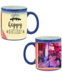 Buy Custom Printed Both Side | Happy Birthday Cake Design Blue Magic Mug | Ceramic Coffee Mug For Gift
