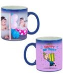 Buy Custom Printed Both Side | Happy Birthday Gift Box Design Blue Magic Mug | Ceramic Coffee Mug For Gift