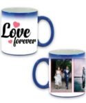 Buy Custom Printed Both Side | Love Forever Design Blue Magic Mug | Ceramic Coffee Mug For Gift