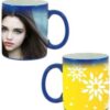 Yellow Flowers Design Blue Magic Mug