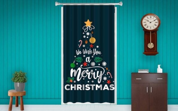 Buy Christmas Tree D Room Blacken Photo Print Curtain | Customized Own Design Solid | Sunshine Decor Curtain For Bedroom Office