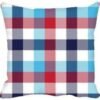 Blue Check Colourful Design Printed Cushion