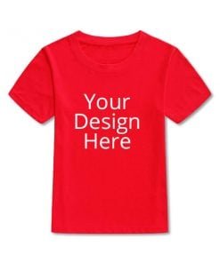 Buy Red Photo Printed Regular Fit Kid T-Shirt | Own Design Short Sleeve | Round Neck 100% Cotton Shirt