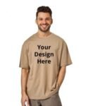 Beige Taupe Oversized Custom Hip Hop | Short Sleeve Men’s Cotton T-Shirt
