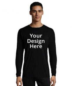 Black Customized Full Sleeve T Shirts Printed Round Neck Men’s Cotton T-Shirts