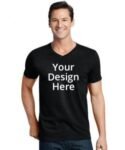 Black V Neck T-Shirt | Customized Short Sleeve Men’s Cotton T-Shirt