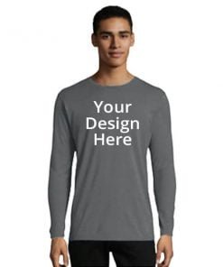 Buy Grey Customized | Round Neck Full Sleeve | Men’s Cotton T-Shirt Online