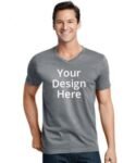 Grey V Neck | Personalized Short Sleeve | Men’s Cotton T-Shirt