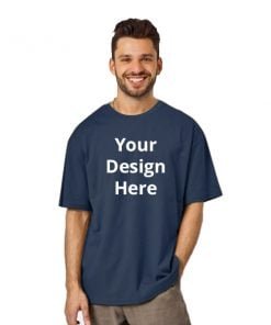 Buy Navy Blue Round Neck Oversized Hip Hop | Personalized Short Sleeve | Men’s Cotton T-Shirt