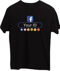 Buy Facebook ID Username Printed T-Shirt | Black Customized Short Sleeve | Men’s Cotton T-Shirt