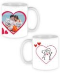 Buy Hearts and Roses Design Custom White | Dual Tone Printed Both Side | Ceramic Coffee Mug For Gift
