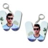 W Alphabet 2 Side Photo Print Keychain