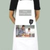 White Self Print Adj Neck Strap Pocket Apron