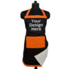 Black Orange Free Size Unisex Pocket Apron