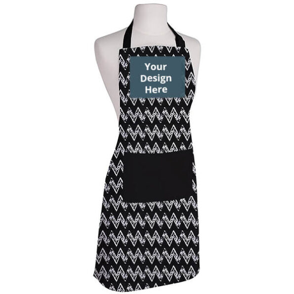 Buy Black Zig-Zag Unisex Pocket Chef Apron | Own Design Premium Cotton | Perfect for Cooking BBQ Baking