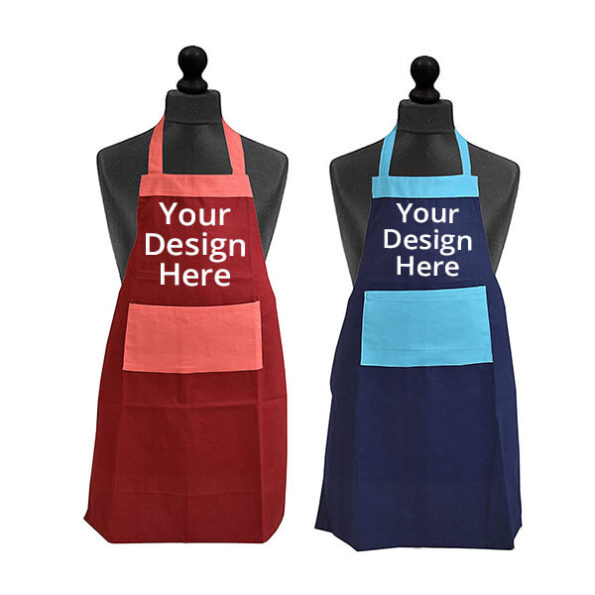 Buy Blue Or Maroon Unisex Pocket Chef Apron | Own Design Adjustable Neck Strap | Perfect for Cooking BBQ Baking