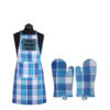 Blue Unisex Pocket W Oven Glove Chef Apron