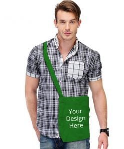 Buy Custom Green Photo Printed Bag | Own/Business Design Stylish | Sling Side Bag W Logo