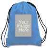 Custom Sky Blue Photo Printed Drawstring Bag