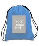 Buy Custom Sky Blue Photo Printed Drawstring Bag | Own/Business Design Stylish | Sling Side Bag W Logo