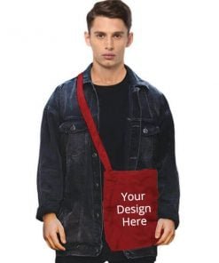 Buy Custom Maroon Photo Printed Bag | Own/Business Design Stylish | Sling Side Bag W Logo