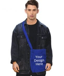 Buy Custom Dark Blue Photo Printed Bag | Own/Business Design Stylish | Sling Side Bag W Logo