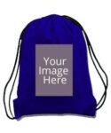 Buy Custom Blue Photo Printed Drawstring Bag | Own/Business Design Stylish | Sling Side Bag W Logo