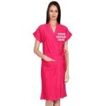 Buy Dark Pink Long Fuzzy Robe Unisex Bathrobe | Half Sleeve Customized Cotton | Hooded Set For Hotel Spa