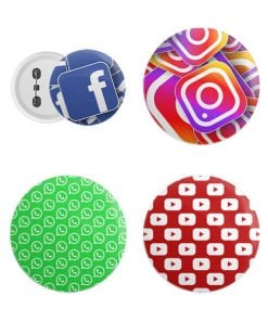 Social Media Design Printed Button Badge