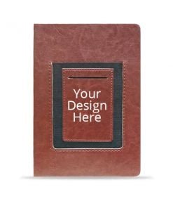 Brown Leather W Pocket Print Planner Dairy