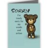 Teddy Sorry D Photo Printed Greeting Card