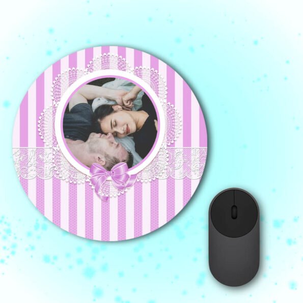 Buy Newly Married Design Printable Mouse Pad | Own Design Photo Printed Circle | 3D Mouse Pad For Work Use