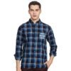 Custom Blue Checkered Shirt For Men