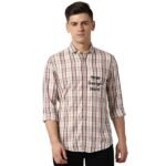 Buy Beige Customized Peter England Shirt | Men’s Slim Fit Full Sleeve | Formal Cotton Shirt