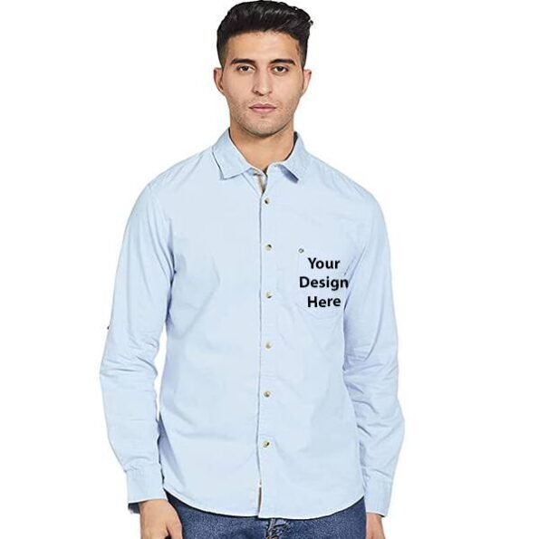 Buy Sky Blue Full Sleeve Customized | Men’s Slim Fit Full Sleeve | Formal Cotton Shirt
