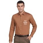 Buy Men Brown Single Cuff | Personalised Full Sleeve Collar Neck | Soft Fabric Shirt