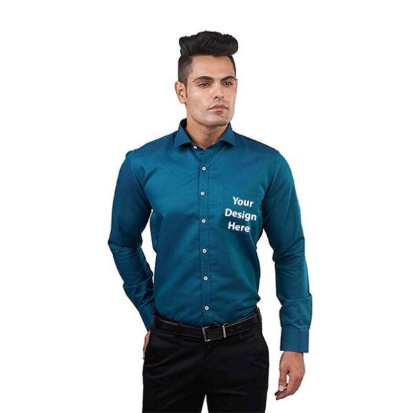 Buy Custom Blue Stylish | Men Cutaway Collar Full Sleeves | Formal Slim Fit Shirt