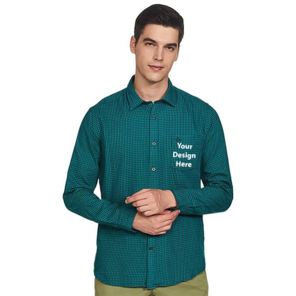 Buy Men Green Checkered Single Cuff | Personalised Full Sleeve Collar Neck | Soft Fabric Shirt